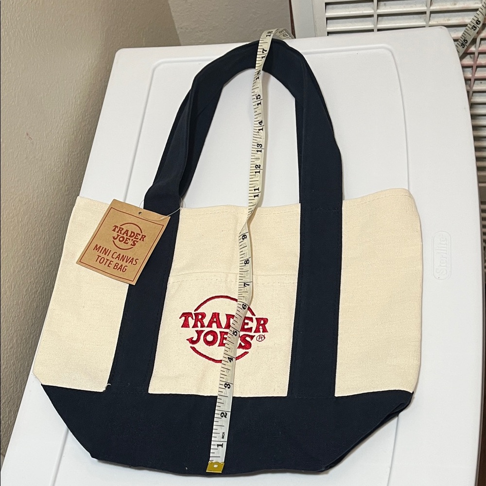 Trader Joe's Canvas Tote Bag in Cream and Blue